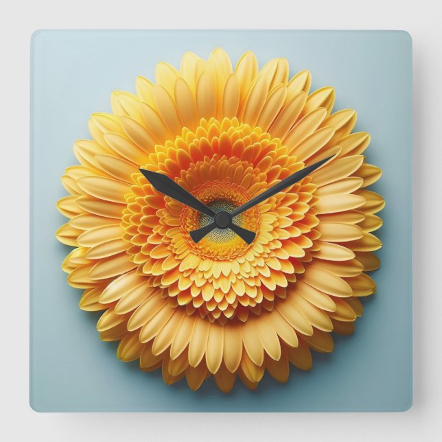 Relógio Quadrado desenho de flor (Frente)