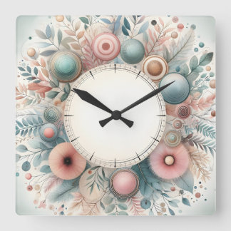 Relógio Quadrado desenho de flor