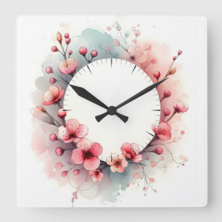 Relógio Quadrado desenho de flor