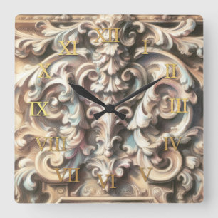 Relógio Quadrado Desenho de Pastel da Pedra do Ornamentado de Arqui