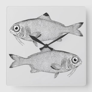 Relógio Quadrado Desenho de peixe-safra