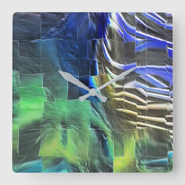 Relógio Quadrado desenho do mosaico abstrato ligeiramente esculpido (Frente)