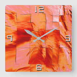 Relógio Quadrado Desenho do mosaico em salmão ligeiramente esculpid