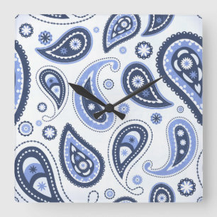 Relógio Quadrado Desenho Intrincado de Estampa Floral Paisley