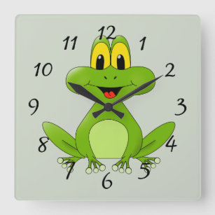 Relógio Quadrado Desenhos animados bonitos do sapo verde