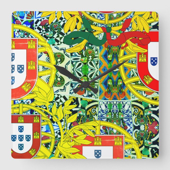 Relógio Quadrado desenhos portugueses  (Frente)