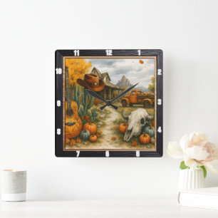 Relógio Quadrado Desert Autumn Ranch Life