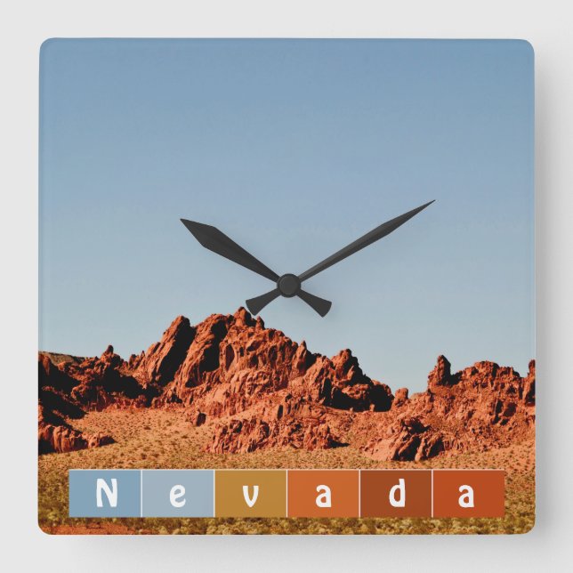 Relógio Quadrado Deserto de Nevada  (Frente)