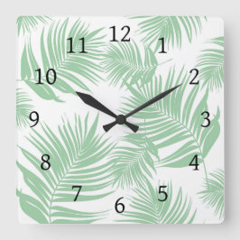 Relógio Quadrado Design 165 Folhas de palma verdes