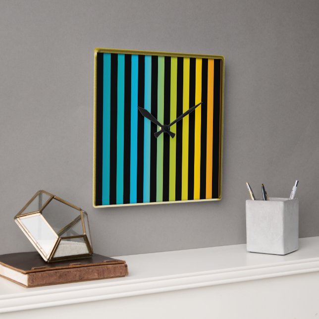 Relógio Quadrado design 6 colorido de moda Neon Bright (Escritório)