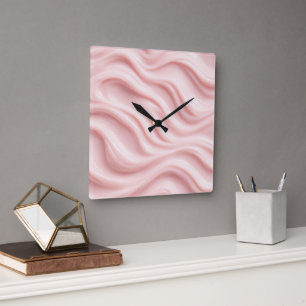 Relógio Quadrado Design Abstrato Creme Rosa
