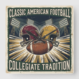 Relógio Quadrado Design Clássico de Futebol Americano Vintage