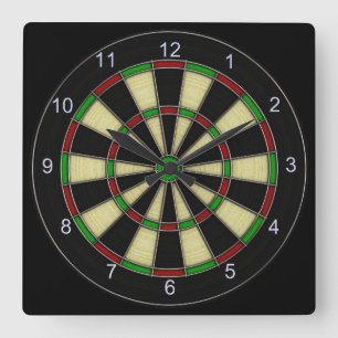 Relógio Quadrado Design Clássico do Dart Board, Darts, Jogos Dart