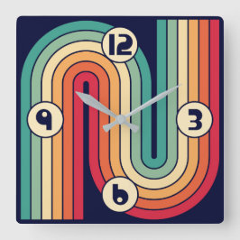 Relógio Quadrado Design de Arco Duplo Geométrico Retroativo