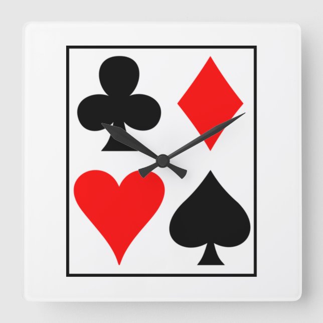 Relógio Quadrado Design de cartas (Frente)