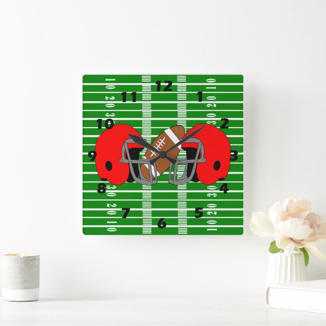 Relógio Quadrado Design de Futebol Americano (Lar)
