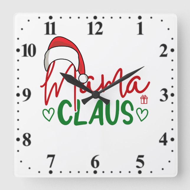Relógio Quadrado Design de Natal Mama Claus-60094 (Frente)