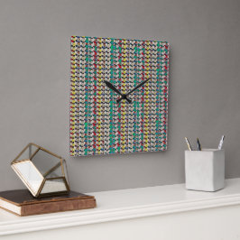 Relógio Quadrado Design de Padrão Abstrato em Mosaico Divertido 130