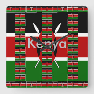 Relógio Quadrado Design de Padrão de Arte Verde Preto