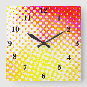Relógio Quadrado Design de padrão rosa amarelo
