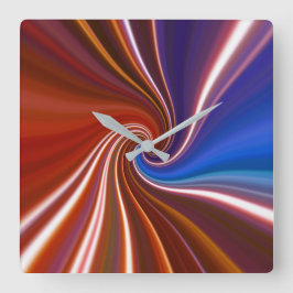 Relógio Quadrado Design de pintura clara vermelha/azul 217