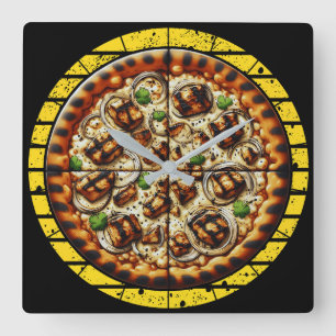 Relógio Quadrado design de pizza engraçado para fãs