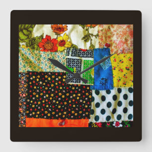 Relógio Quadrado Design de Quilt Americano