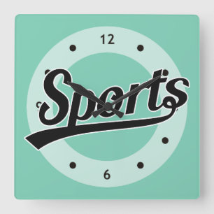 Relógio Quadrado Design de texto: Preto dos ESPORTES + seus