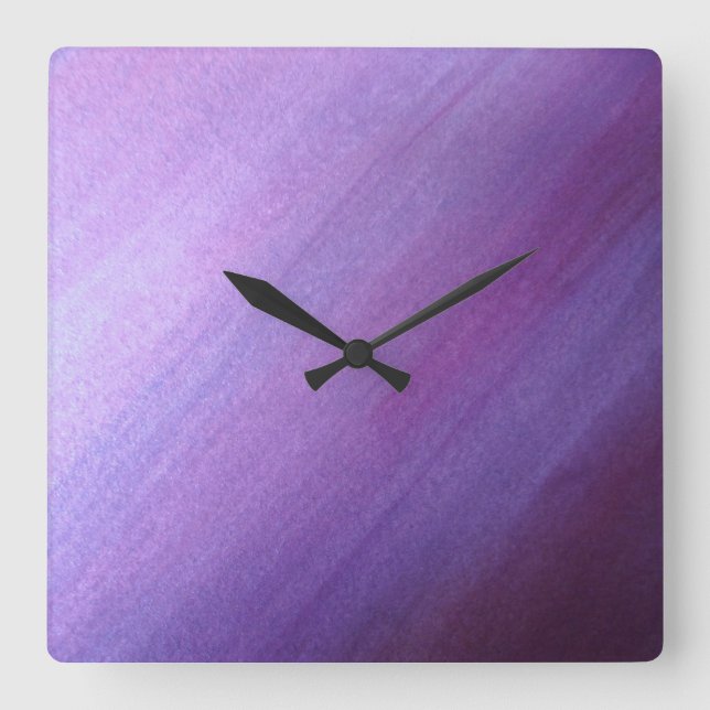 Relógio Quadrado Design Diagonal Roxo (Frente)