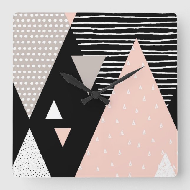Relógio Quadrado Design do pico de montanha de Scandi (Frente)