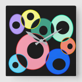 Relógio Quadrado Design do Rainbow Billiard Balls