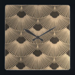 Relógio Quadrado Design do ventilador preto/Dourado Art Deco<br><div class="desc">Este Relógio De Design De Ventilador Preto/Dourado De Beigey Adicionará Flair Nostálgico De Deco Ao Seu Decor.</div>
