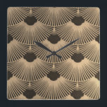 Relógio Quadrado Design do ventilador preto/Dourado Art Deco<br><div class="desc">Este Relógio De Design De Ventilador Preto/Dourado De Beigey Adicionará Flair Nostálgico De Deco Ao Seu Decor.</div>
