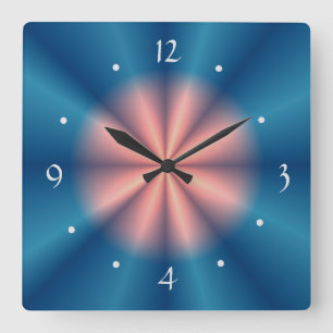 Relógio Quadrado Design do ventilador rosa azul bonito>Relógio de p