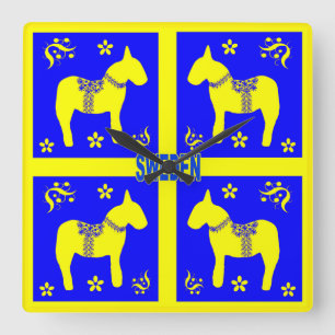 Relógio Quadrado design escandinavo, midsommar contente