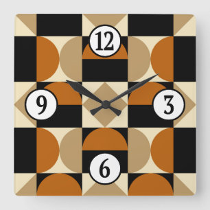 Relógio Quadrado Design Geométrico do Estilo Retroativo dos anos 70