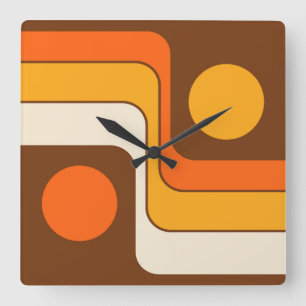 Relógio Quadrado Design Geométrico do Estilo Retroativo dos anos 70