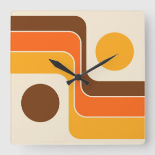 Relógio Quadrado Design Geométrico do Estilo Retroativo dos anos 70