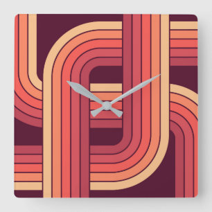 Relógio Quadrado Design Geométrico Retro MCM Anos 70