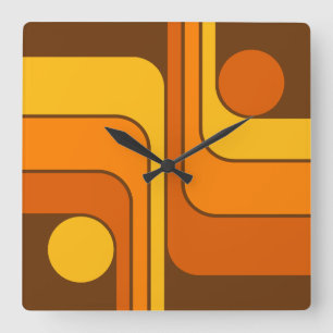 Relógio Quadrado Design Geométrico Retro MCM Década de 1970