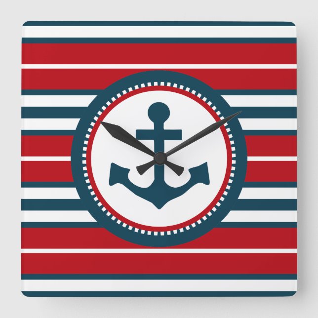 Relógio Quadrado Design náutico (Frente)