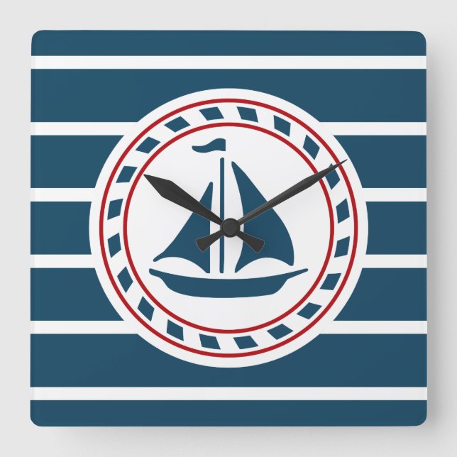 Relógio Quadrado design náutico (Frente)