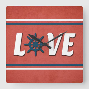 Relógio Quadrado Design náutico do amor