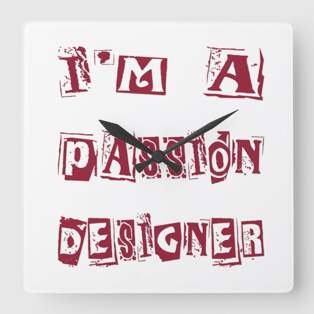 Relógio Quadrado Designer de Paixão (Frente)