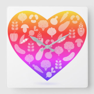 Relógio Quadrado Designers originais Relógios com vegetais cor-de-r