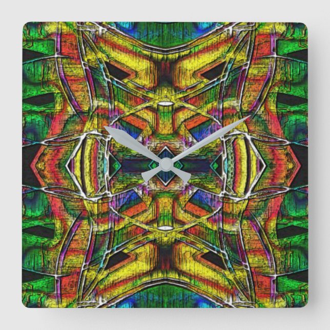 Relógio Quadrado designs abstrato tribais, gravadas (Frente)