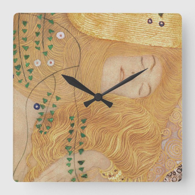 Relógio Quadrado Detalhe de Gustavo Klimt | de serpentes da água (Frente)