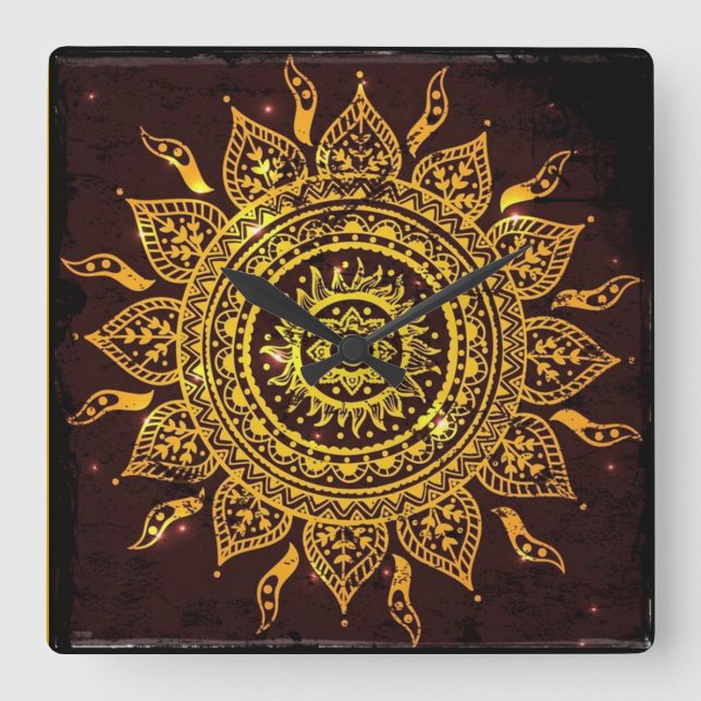 Relógio Quadrado Deus de Sun solar do motivo de India (Frente)