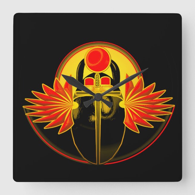 Relógio Quadrado Deus Kherpi do Sol Ascensão, escaravelho. (Frente)