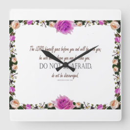 Relógio Quadrado Deuteronomia 31, Não Tenha Medo,